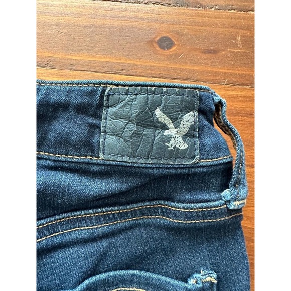 American Eagle Jeans Super Super Stretch Skinny Size 6 long /31 Dark Blue Wash - Picture 2 of 11